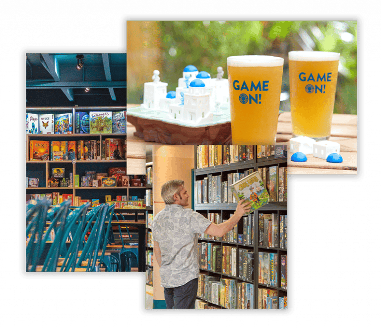 Drinks and games library montage at Draughts London / Waterloo and Hackney